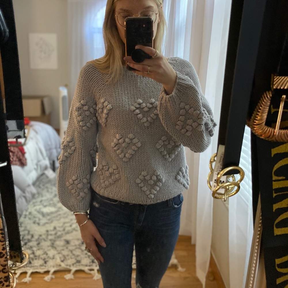 Grey knit heart sweater